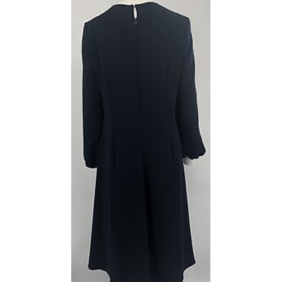 Bibhu Mohapatra Navy Polyester Long Sleeve Sheath Midi Dress sz XL - Picture 4 of 5